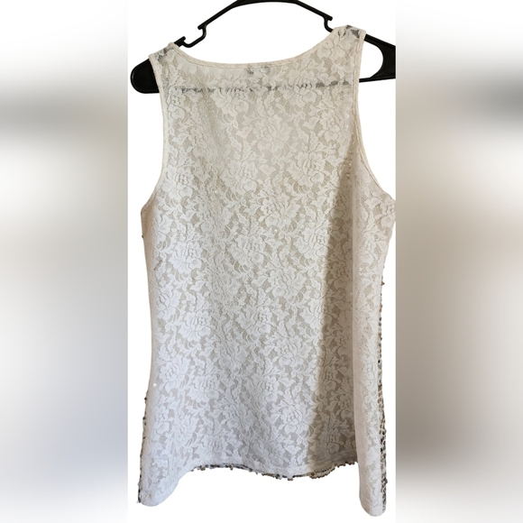 Express Sequin Tank Top - Gold and Cream - Picture 2 of 6